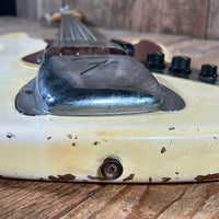 SOLD - Fender Jazz Bass Olympic White Matching Headstock Pre CBS Custom Color 1964 - Mahar's Vintage Guitars