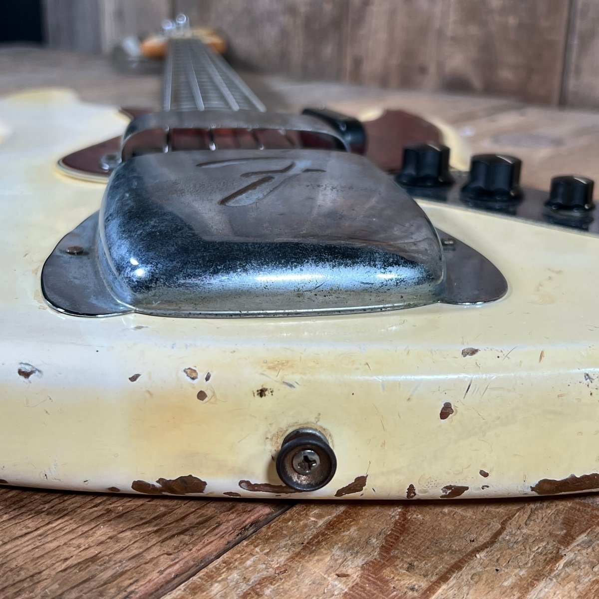 SOLD - Fender Jazz Bass Olympic White Matching Headstock Pre CBS Custom Color 1964 - Mahar's Vintage Guitars