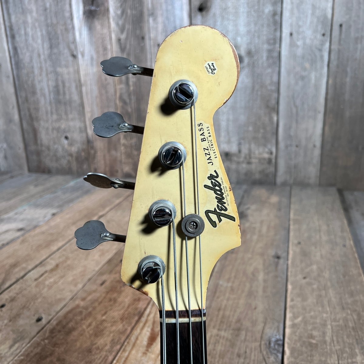 SOLD - Fender Jazz Bass Olympic White Matching Headstock Pre CBS Custom Color 1964 - Mahar's Vintage Guitars