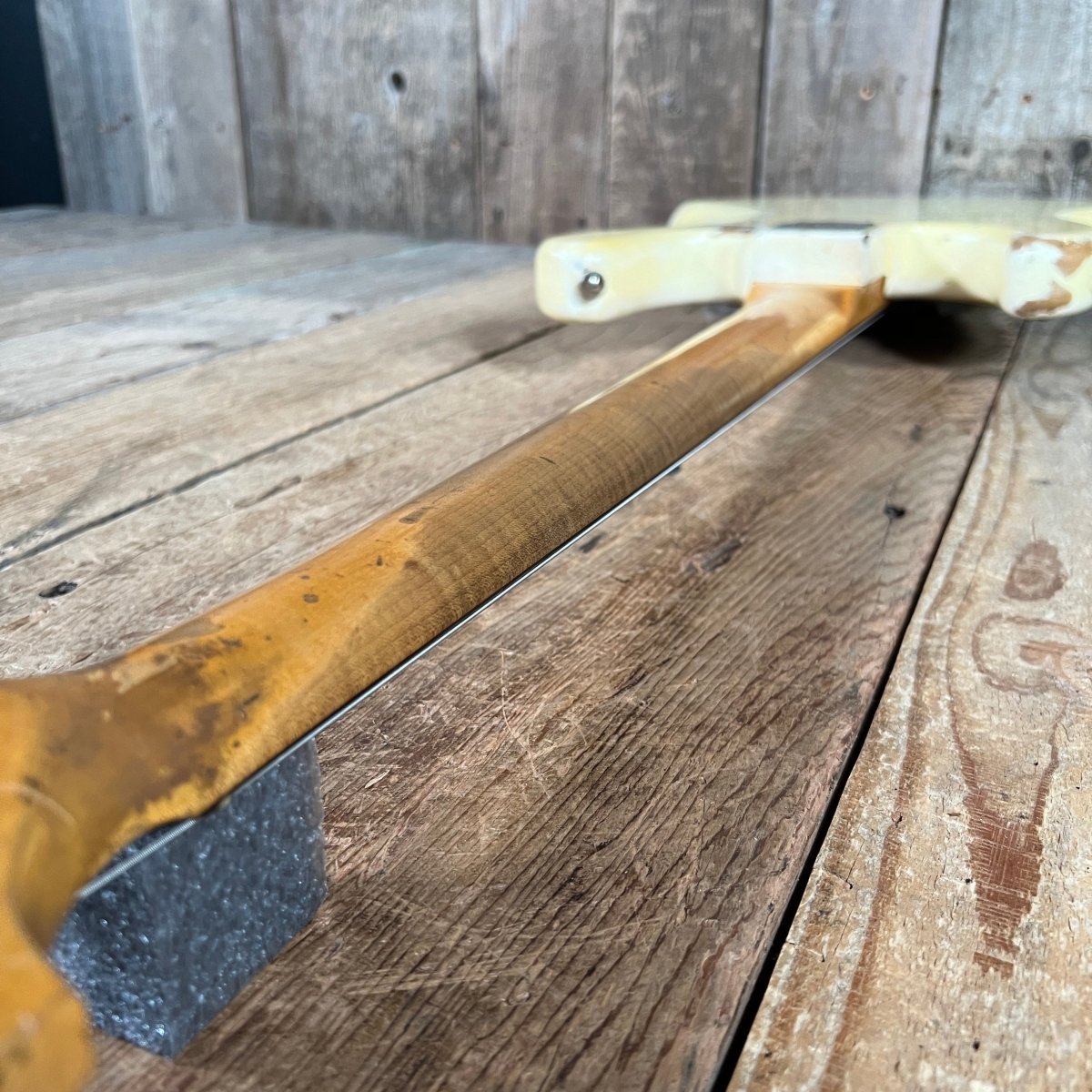 SOLD - Fender Jazz Bass Olympic White Matching Headstock Pre CBS Custom Color 1964 - Mahar's Vintage Guitars