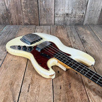 SOLD - Fender Jazz Bass Olympic White Matching Headstock Pre CBS Custom Color 1964 - Mahar's Vintage Guitars