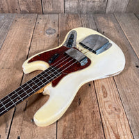 SOLD - Fender Jazz Bass Olympic White Matching Headstock Pre CBS Custom Color 1964 - Mahar's Vintage Guitars