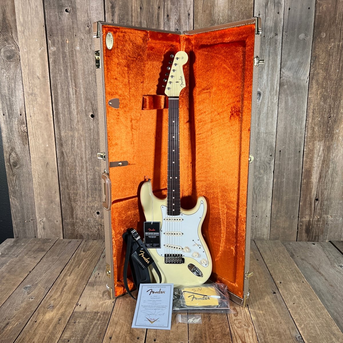 SOLD - Fender John English Masterbuilt Custom Classic Stratocaster Vintage White Matching Headstock 2006 - Mahar's Vintage Guitars