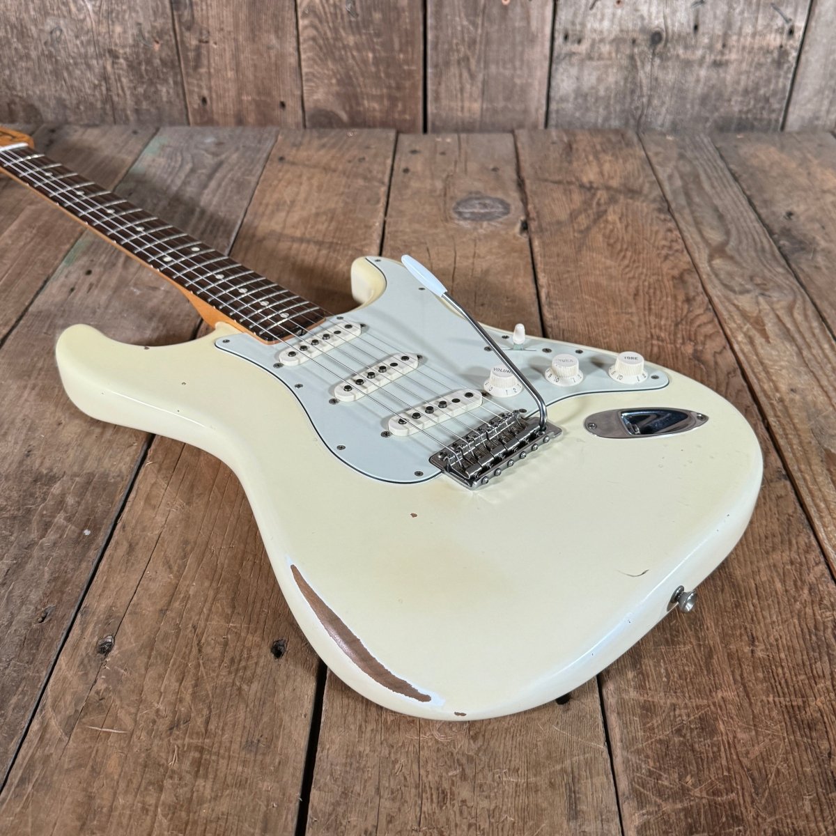 SOLD - Fender Road Worn 60s Stratocaster 2014 Olympic White - Mahar's Vintage Guitars