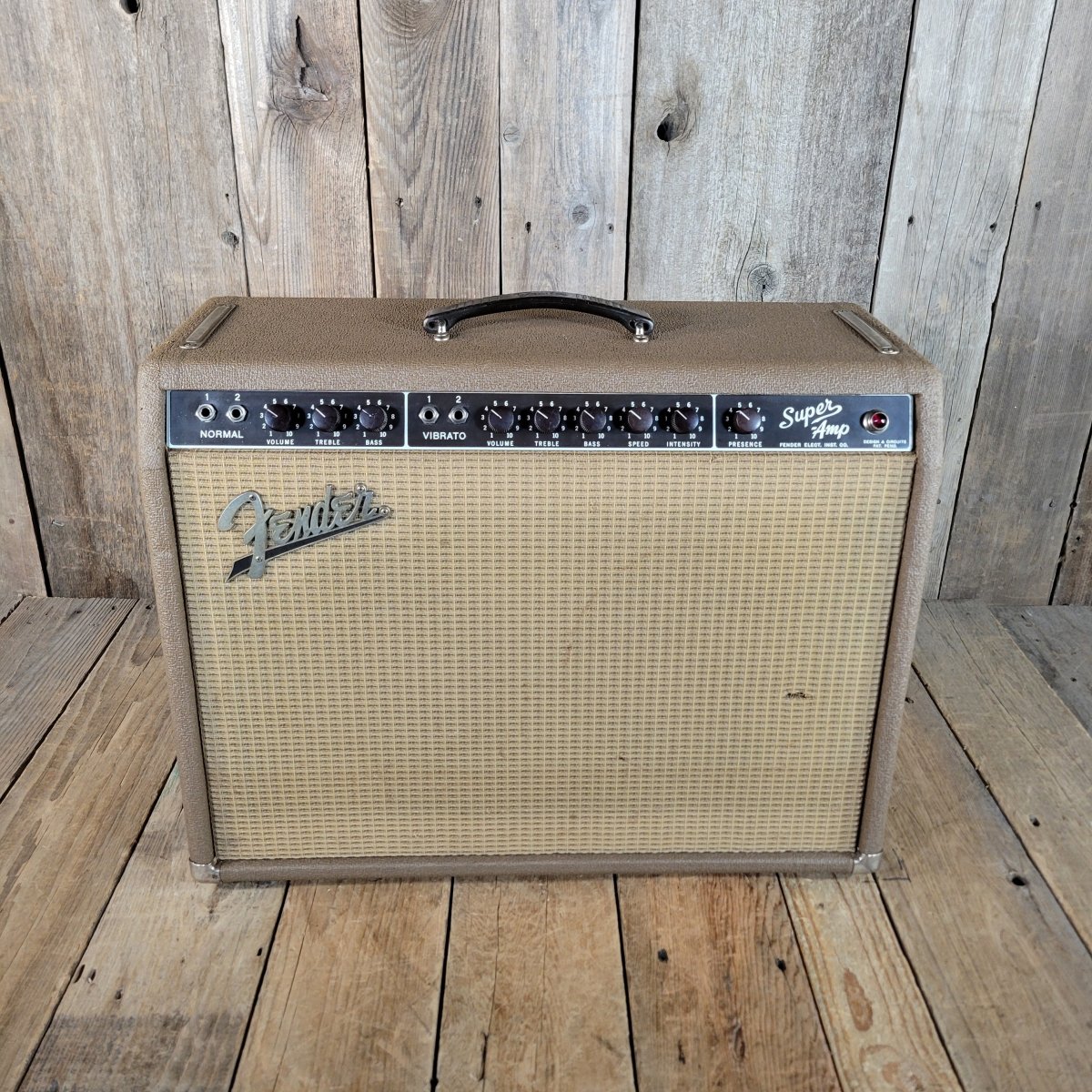 SOLD - Fender Super Amp 6GA - 4 Brown Tolex Wheat Grille 1962 Serviced - Mahar's Vintage Guitars