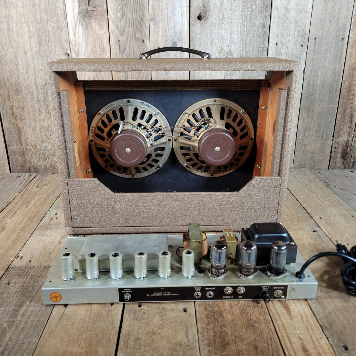 SOLD - Fender Super Amp 6GA - 4 Brown Tolex Wheat Grille 1962 Serviced - Mahar's Vintage Guitars