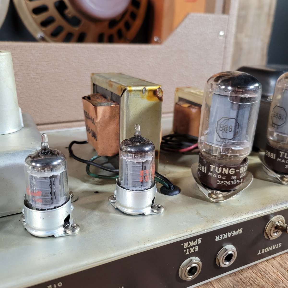 SOLD - Fender Super Amp 6GA - 4 Brown Tolex Wheat Grille 1962 Serviced - Mahar's Vintage Guitars