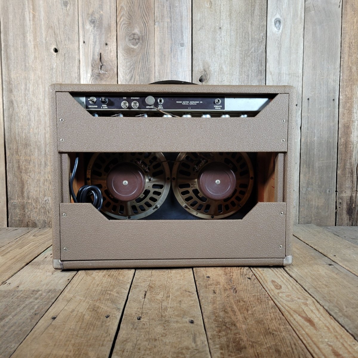 SOLD - Fender Super Amp 6GA - 4 Brown Tolex Wheat Grille 1962 Serviced - Mahar's Vintage Guitars