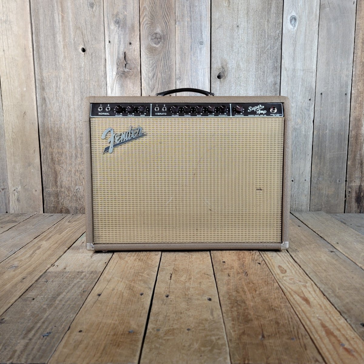 SOLD - Fender Super Amp 6GA - 4 Brown Tolex Wheat Grille 1962 Serviced - Mahar's Vintage Guitars