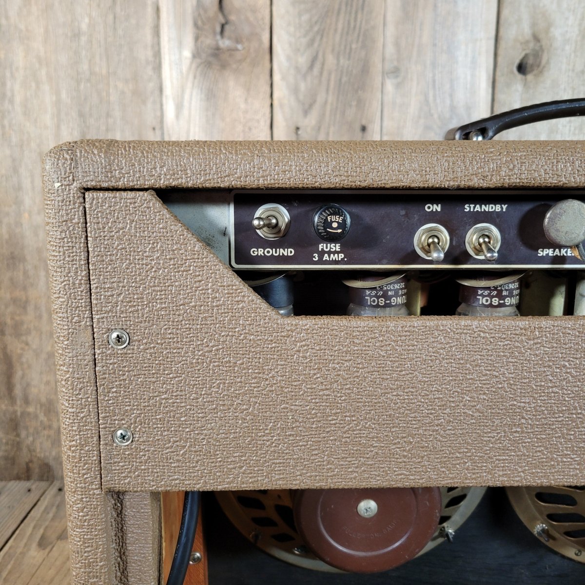 SOLD - Fender Super Amp 6GA - 4 Brown Tolex Wheat Grille 1962 Serviced - Mahar's Vintage Guitars