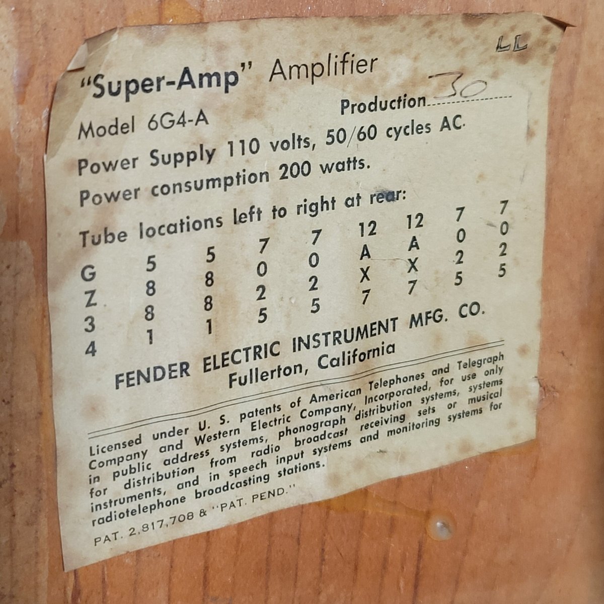 SOLD - Fender Super Amp 6GA - 4 Brown Tolex Wheat Grille 1962 Serviced - Mahar's Vintage Guitars