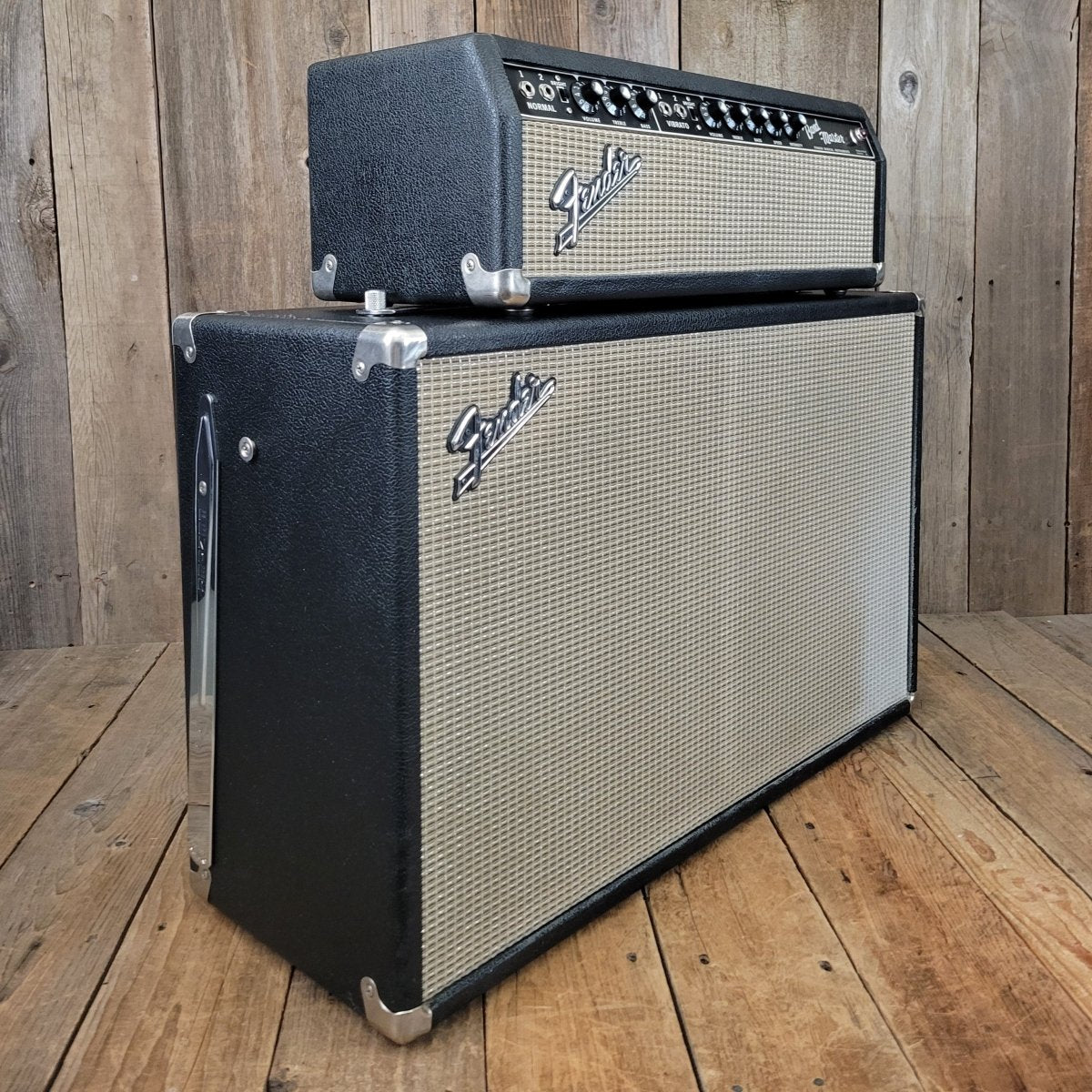SOLD - Fender Vintage 1966 Black Panel Bandmaster AB763 40 Watt 2 Channel Head and 2x12 Cabinet - Mahar's Vintage Guitars