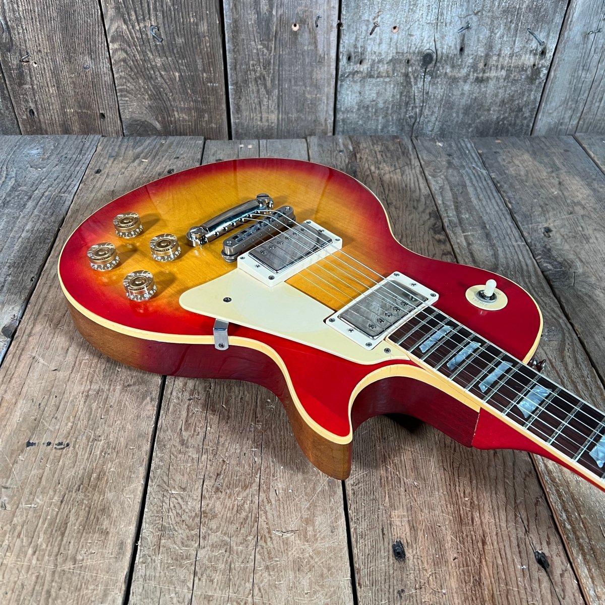 SOLD - Gibson Les Paul Deluxe Converted to Standard 1978 Cherry Sunburst - Mahar's Vintage Guitars