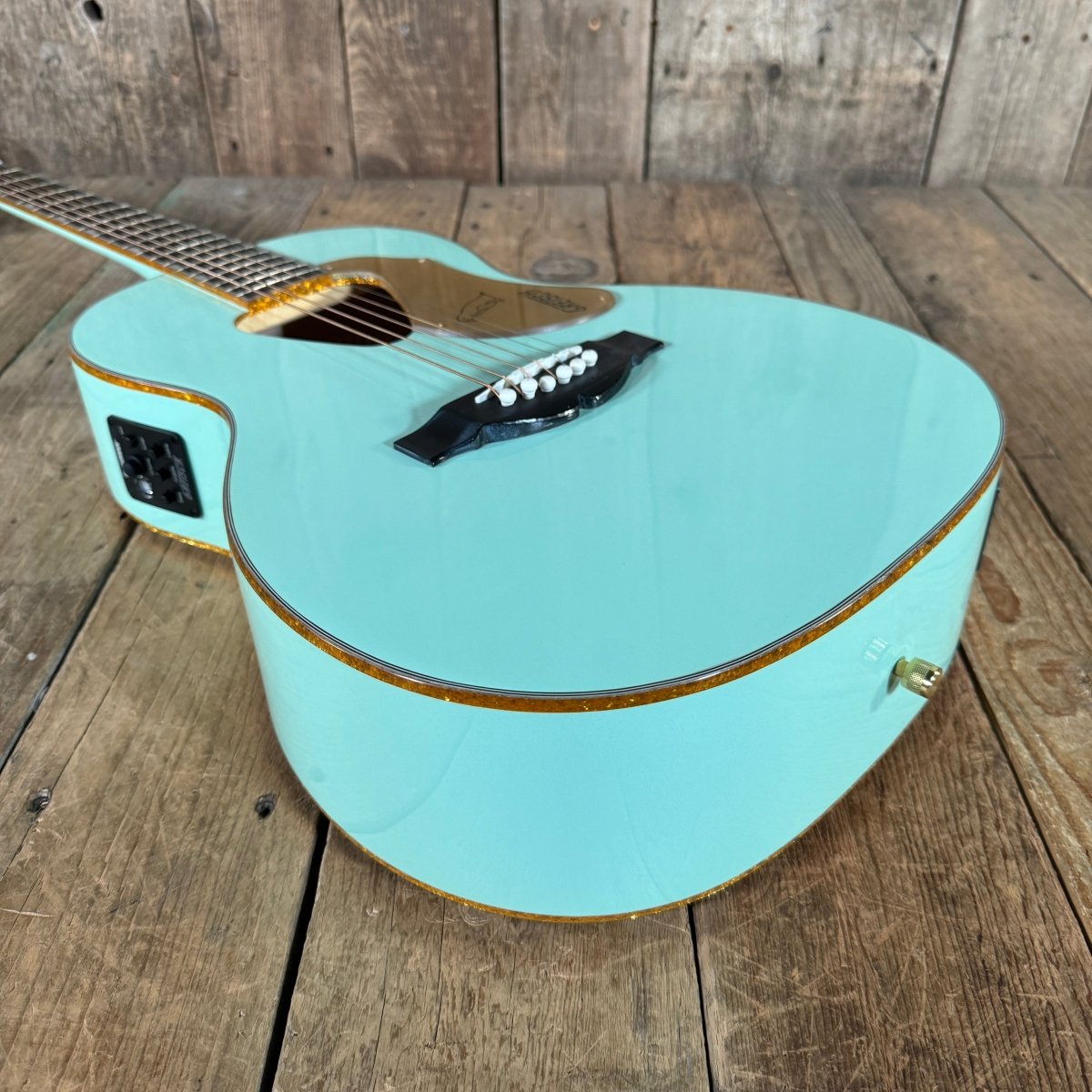 SOLD - Gretsch G5021E Rancher Penguin Parlor 2021 Mint GreenMetallic - Mahar's Vintage Guitars