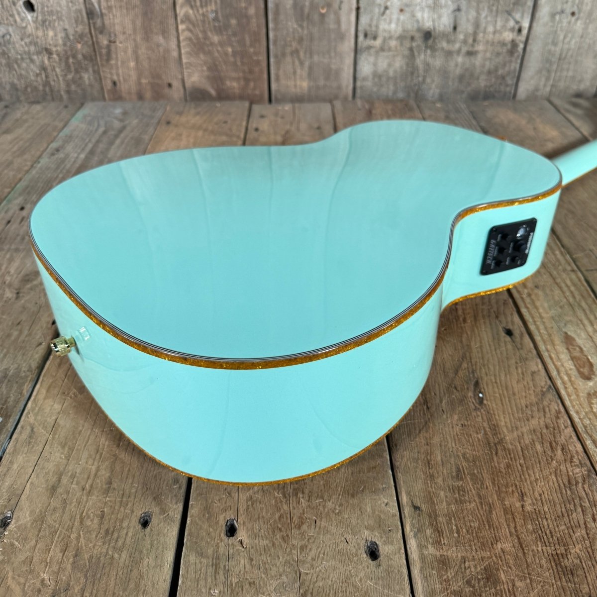 SOLD - Gretsch G5021E Rancher Penguin Parlor 2021 Mint GreenMetallic - Mahar's Vintage Guitars