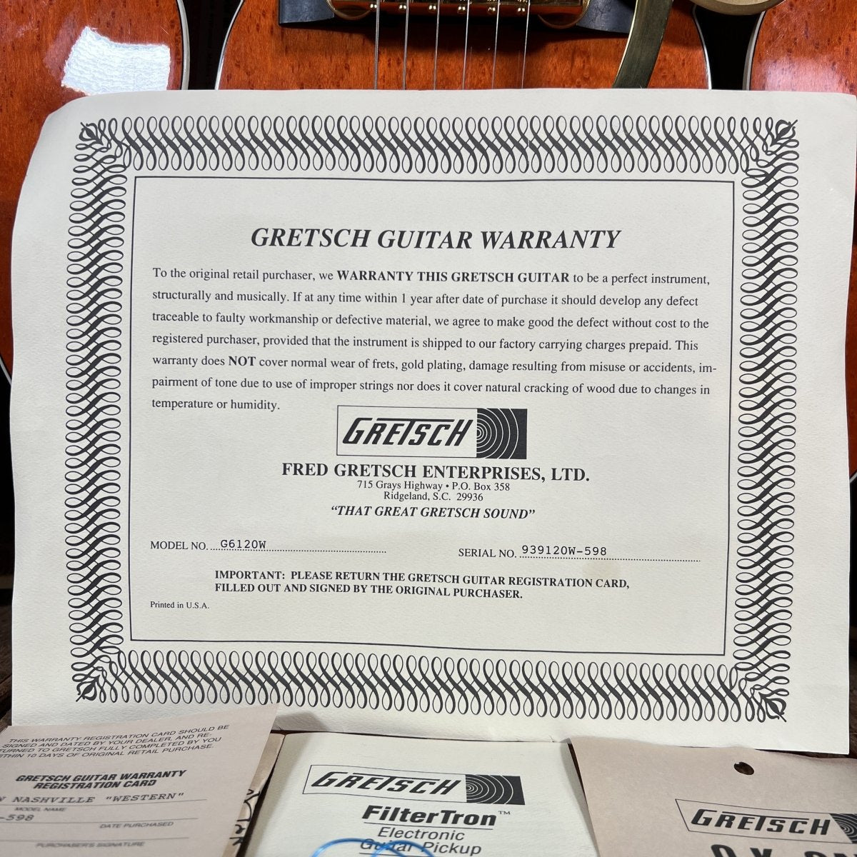 SOLD - Gretsch G6120W Nashville "Western" With Optional Cowboy Case 1994 Orange Stain - Mahar's Vintage Guitars
