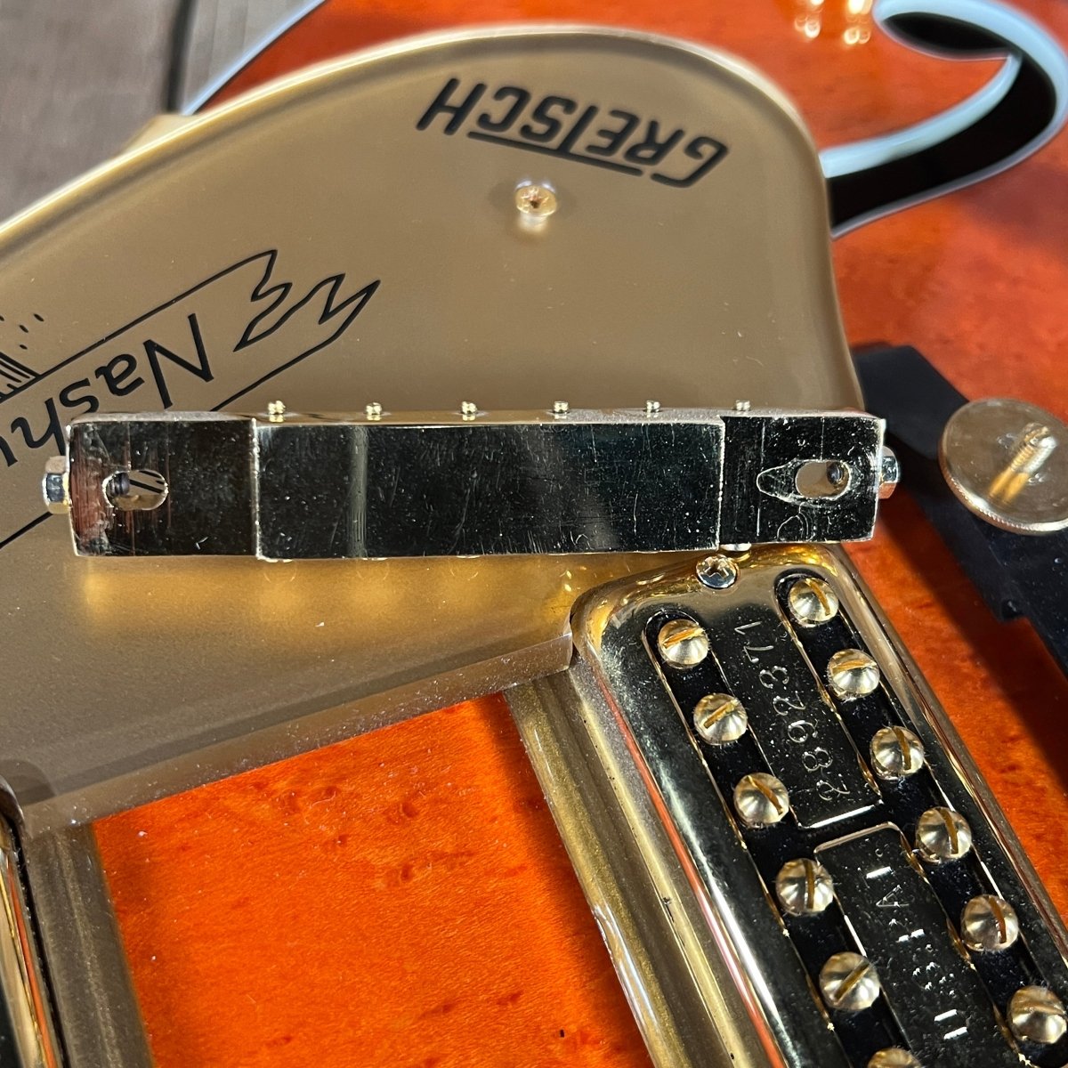 SOLD - Gretsch G6120W Nashville "Western" With Optional Cowboy Case 1994 Orange Stain - Mahar's Vintage Guitars