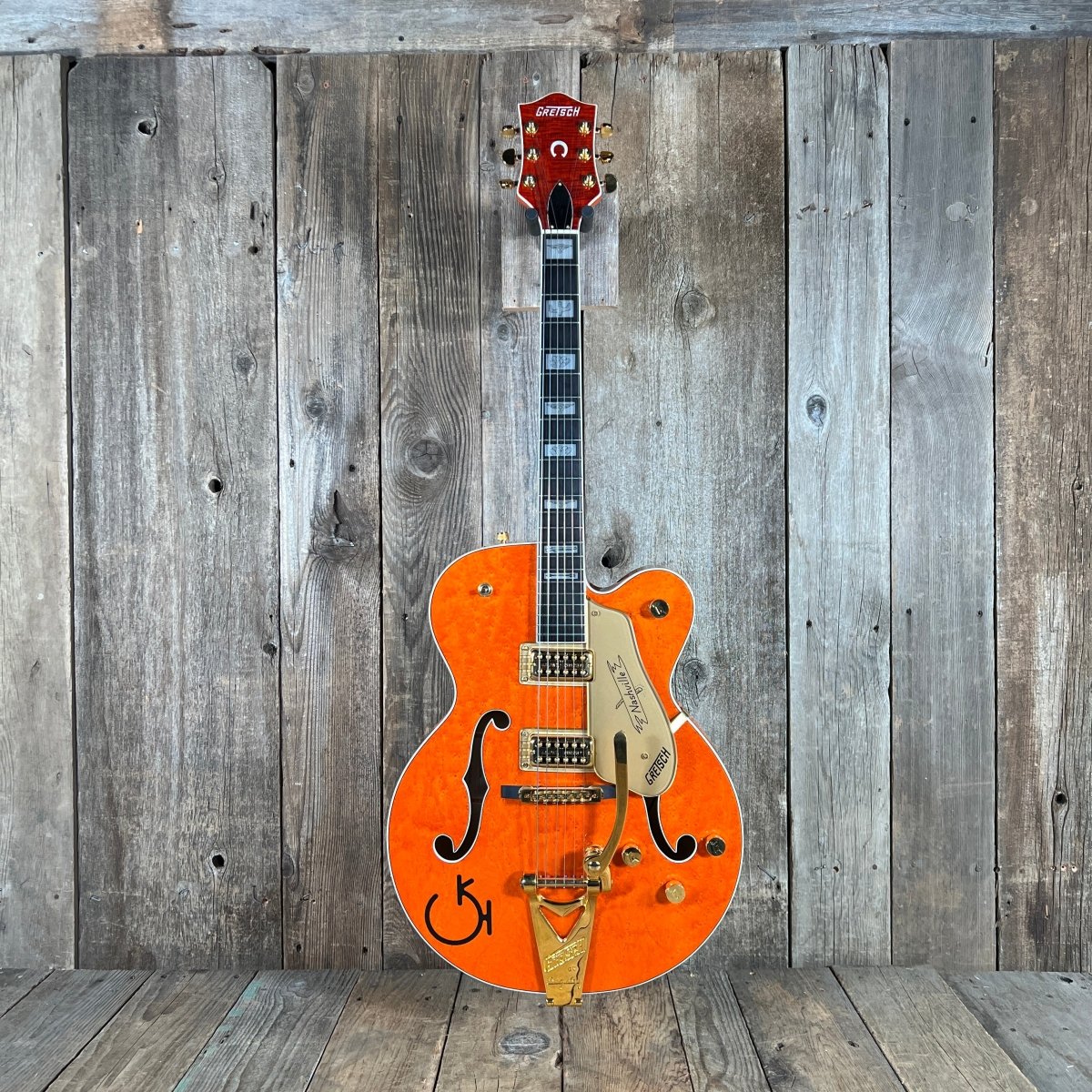 SOLD - Gretsch G6120W Nashville "Western" With Optional Cowboy Case 1994 Orange Stain - Mahar's Vintage Guitars