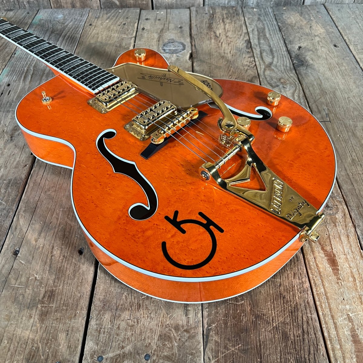 SOLD - Gretsch G6120W Nashville "Western" With Optional Cowboy Case 1994 Orange Stain - Mahar's Vintage Guitars