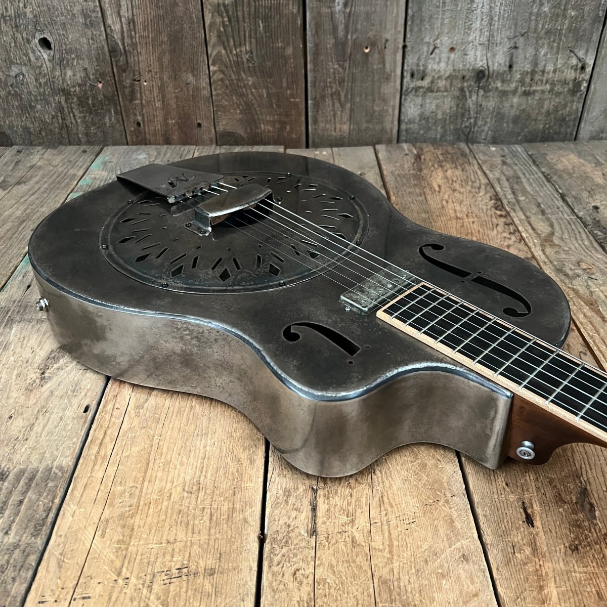 SOLD - Mule Resophonic Tri Cone Resonator Acoustic Electric Aged Cutaway - Mahar's Vintage Guitars