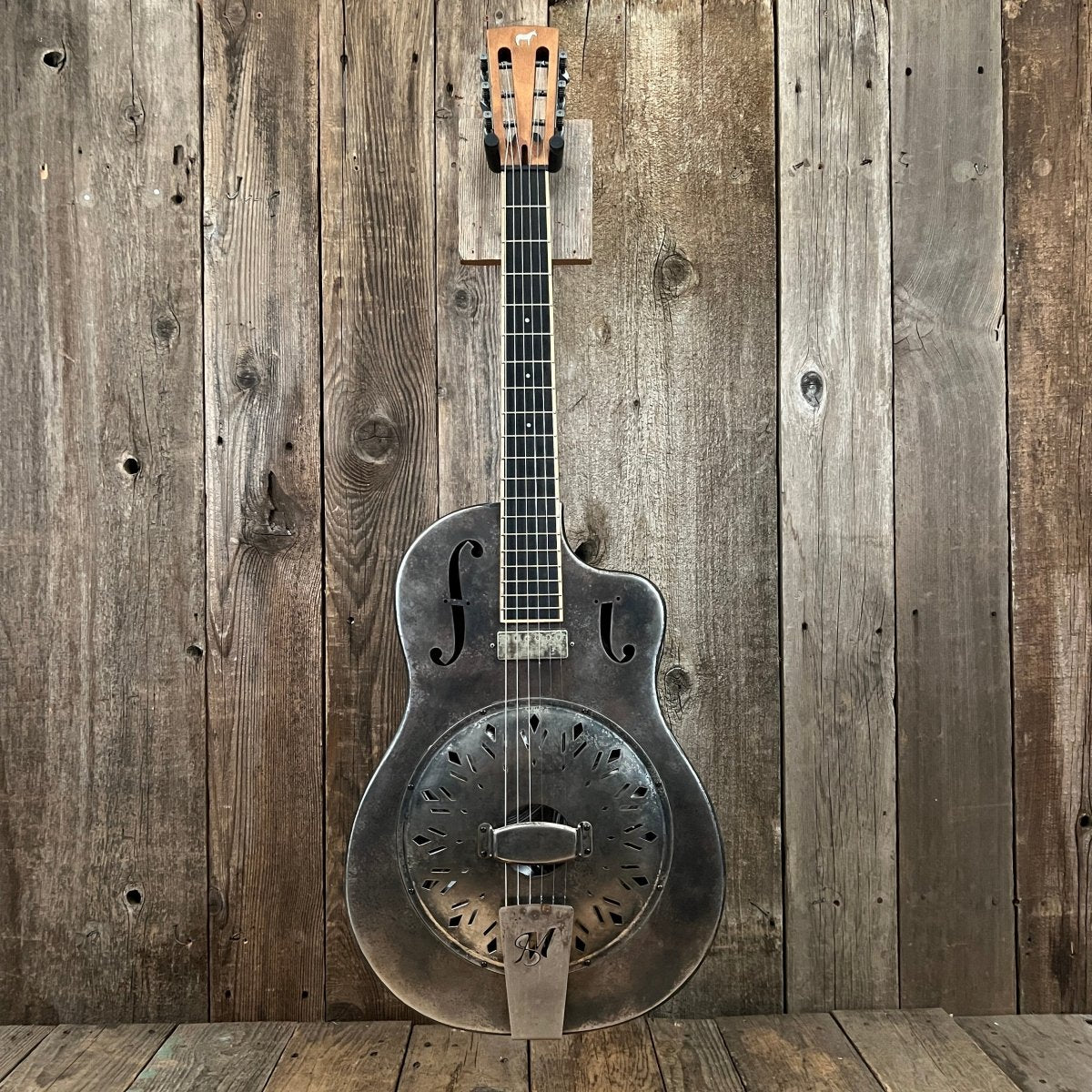 SOLD - Mule Resophonic Tri Cone Resonator Acoustic Electric Aged Cutaway - Mahar's Vintage Guitars