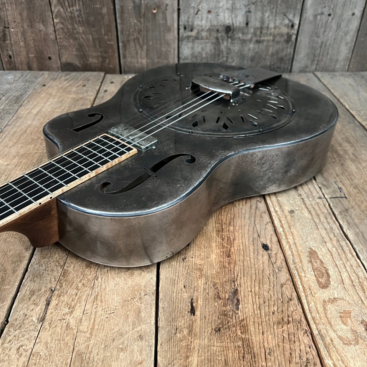 SOLD - Mule Resophonic Tri Cone Resonator Acoustic Electric Aged Cutaway - Mahar's Vintage Guitars