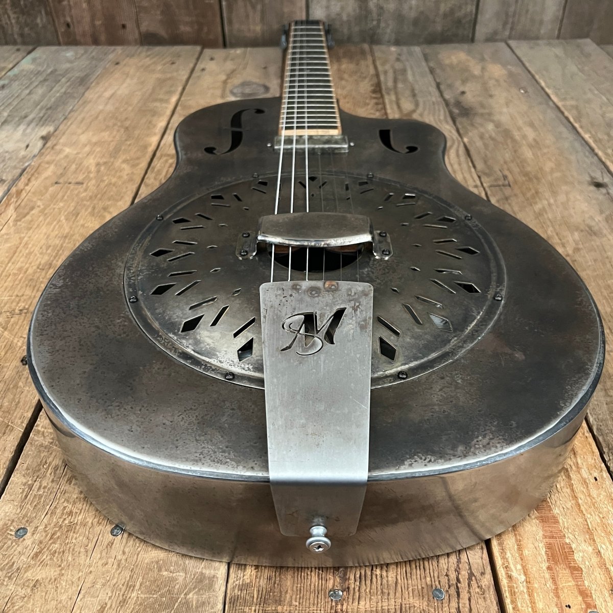 SOLD - Mule Resophonic Tri Cone Resonator Acoustic Electric Aged Cutaway - Mahar's Vintage Guitars