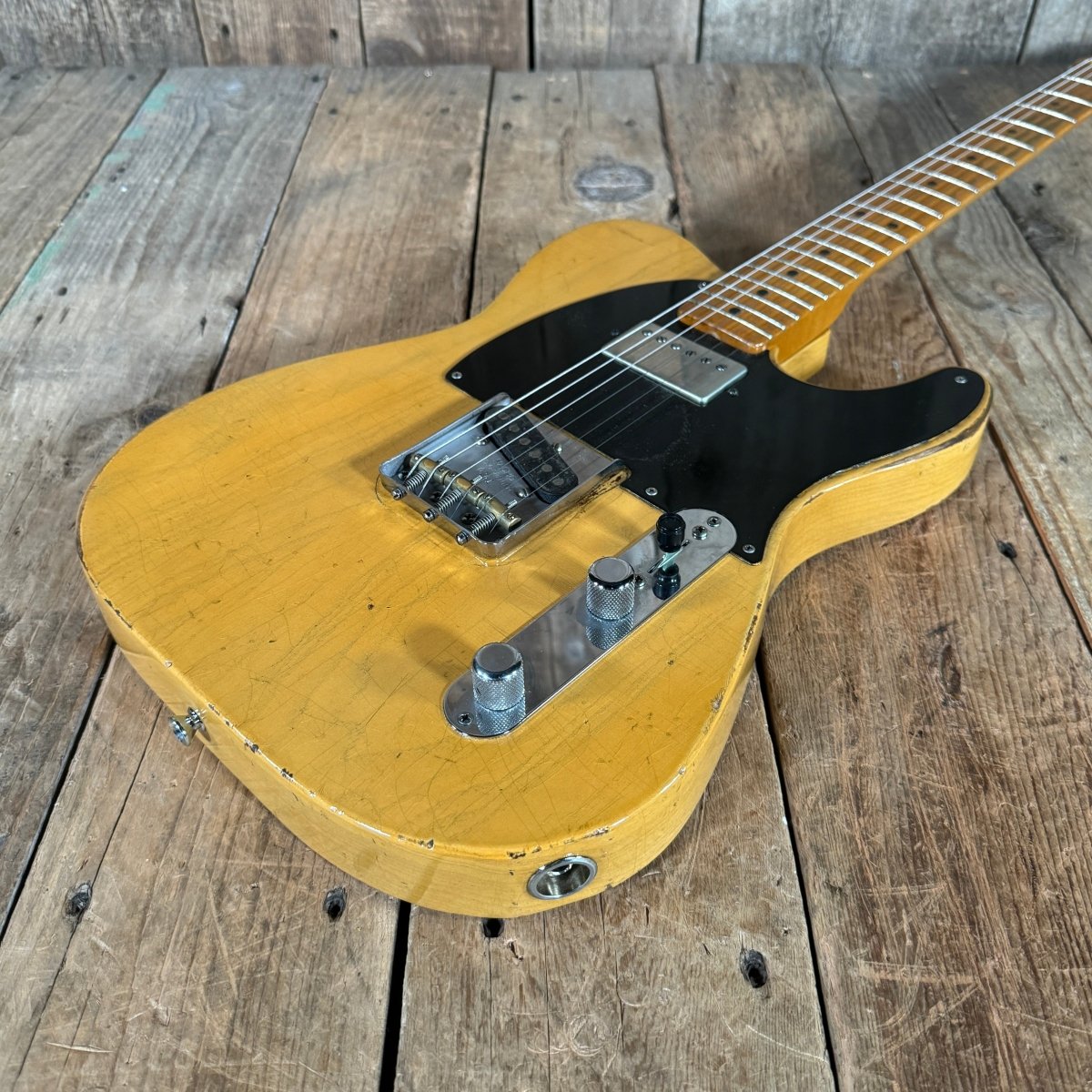 SOLD - Nacho Blackguard V Neck Stock Neck Humbucker 2020 Butterscotch Blonde - Mahar's Vintage Guitars