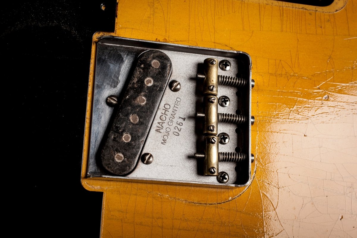 SOLD - Nacho Blackguard V Neck Stock Neck Humbucker 2020 Butterscotch Blonde - Mahar's Vintage Guitars