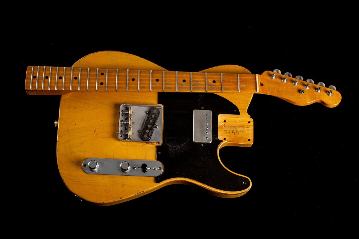 SOLD - Nacho Blackguard V Neck Stock Neck Humbucker 2020 Butterscotch Blonde - Mahar's Vintage Guitars
