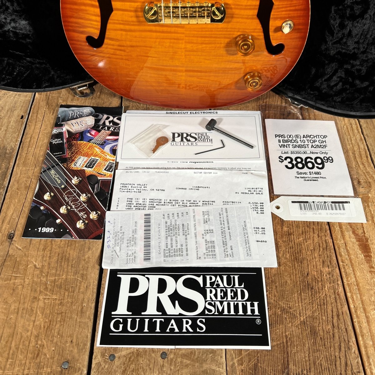SOLD - PRS Archtop II A2M2F 1999 McCarty 10 Top Gold Hardware Vintage Sunburst - Mahar's Vintage Guitars