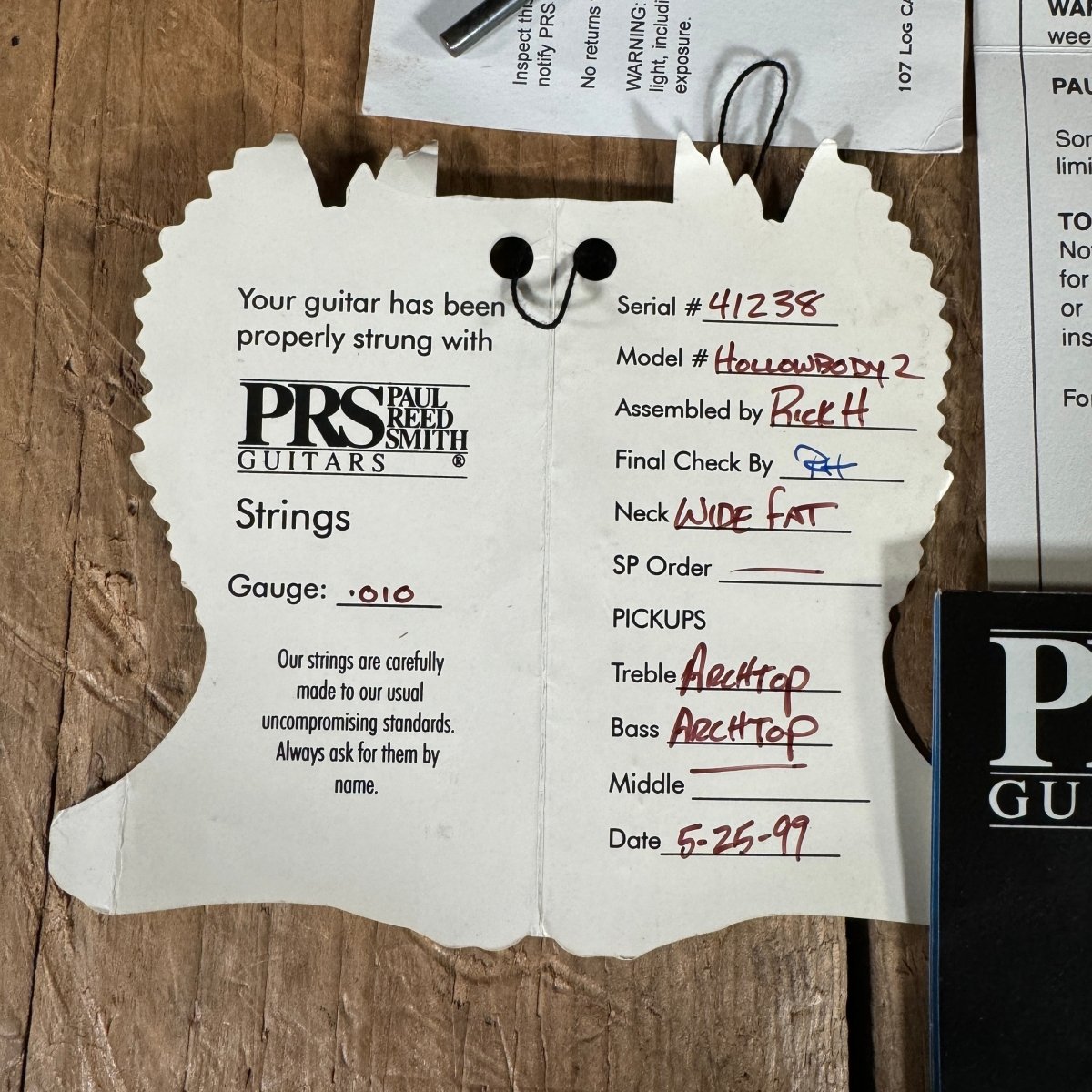 SOLD - PRS Hollowbody II Moon Inlays 1999 Sunburst - Mahar's Vintage Guitars