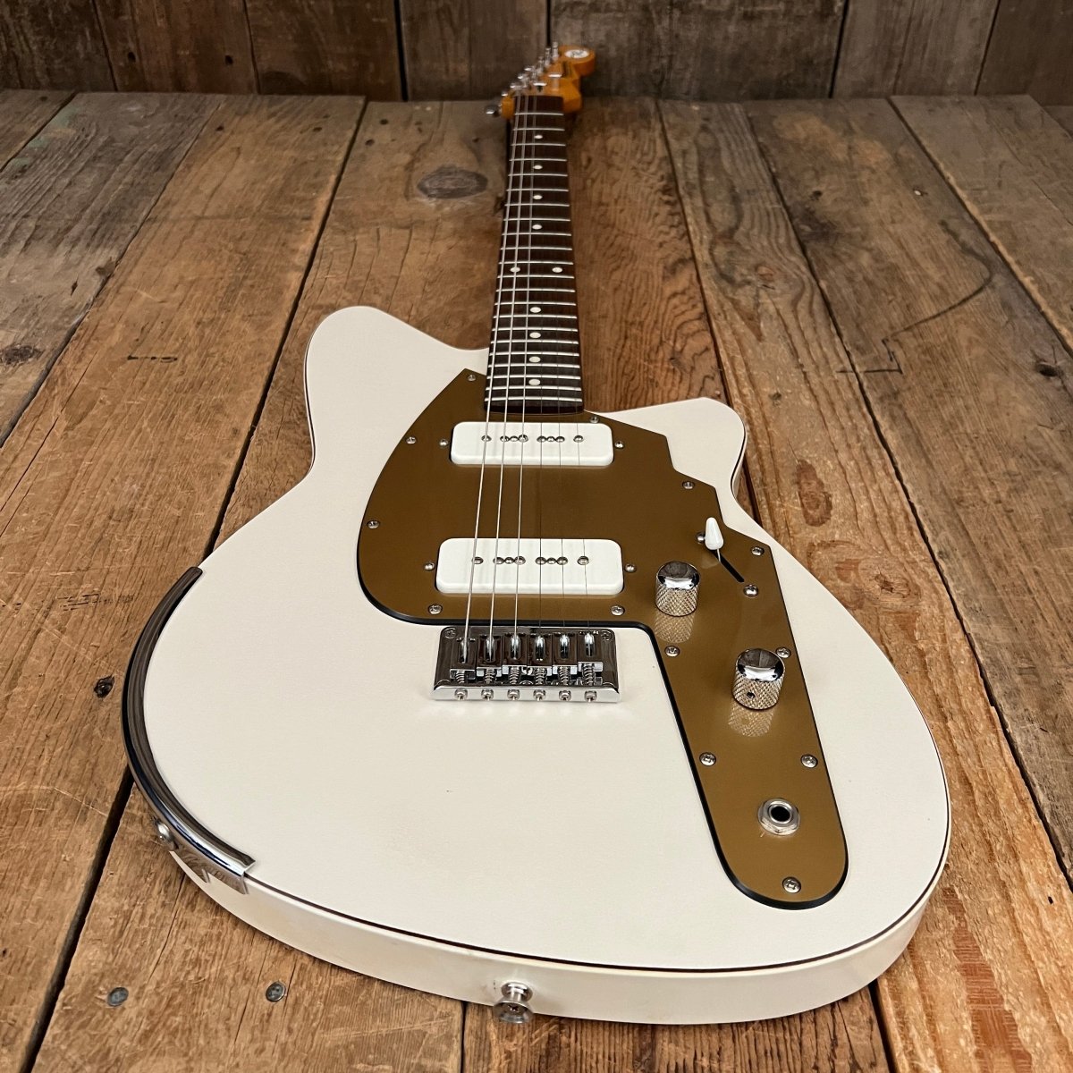 SOLD - Reverend Slingshot Aged White, Joe Naylor signed 1999 - Mahar's Vintage Guitars