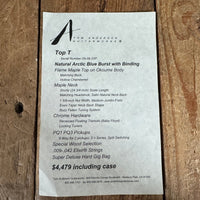 SOLD - Tom Anderson Guitarworks Top T Semi Hollow 2022 Natural Artic Blue Burst - Mahar's Vintage Guitars