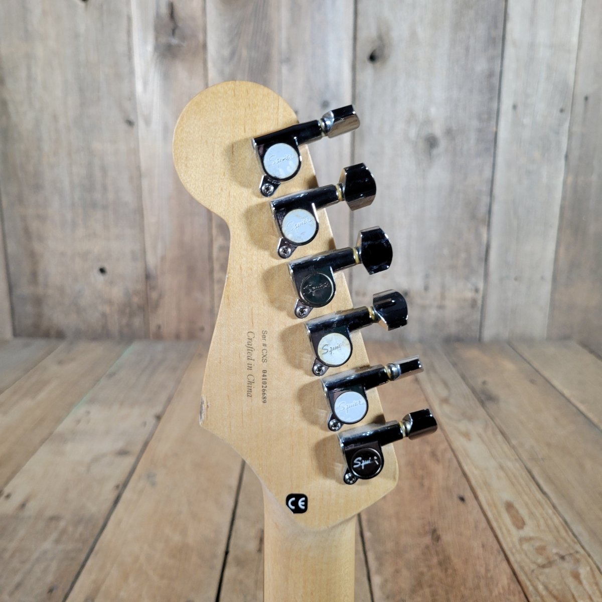 Squier Fender Stratocaster Black 2004 – MOTS Pickguard, No Case - Mahar's Vintage Guitars