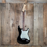 Squier Fender Stratocaster Black 2004 – MOTS Pickguard, No Case - Mahar's Vintage Guitars
