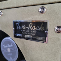 Two Rock NEW Studio Signature head and 1x12 open back cabinet, silver anodize, moss green suede, vintage beige cloth NEW 2025 - Mahar's Vintage Guitars