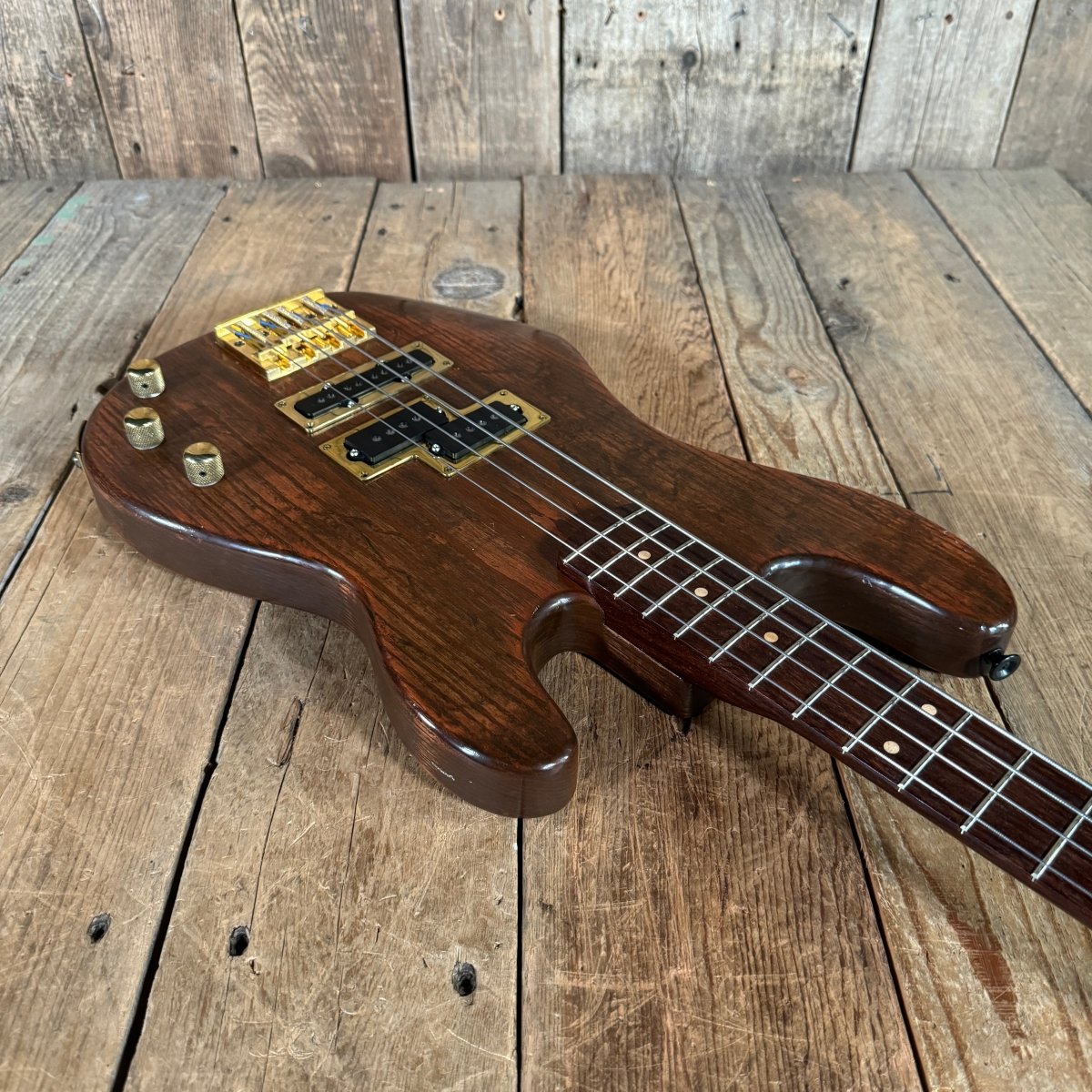 Unbranded PJ Bass Partscaster Schecter? 1981 Walnut - Mahar's Vintage Guitars