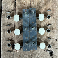 Waverly Flat Head 3+3 Plate Tuners Flat Head Square End 3x3 Bushings and Screws 1940s - Mahar's Vintage Guitars