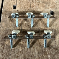 Waverly Flat Head 3+3 Plate Tuners Flat Head Square End 3x3 Bushings and Screws 1940s - Mahar's Vintage Guitars