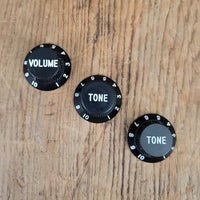 Fender Black Strat Knobs - Reproduction - Mahar's Vintage Guitars