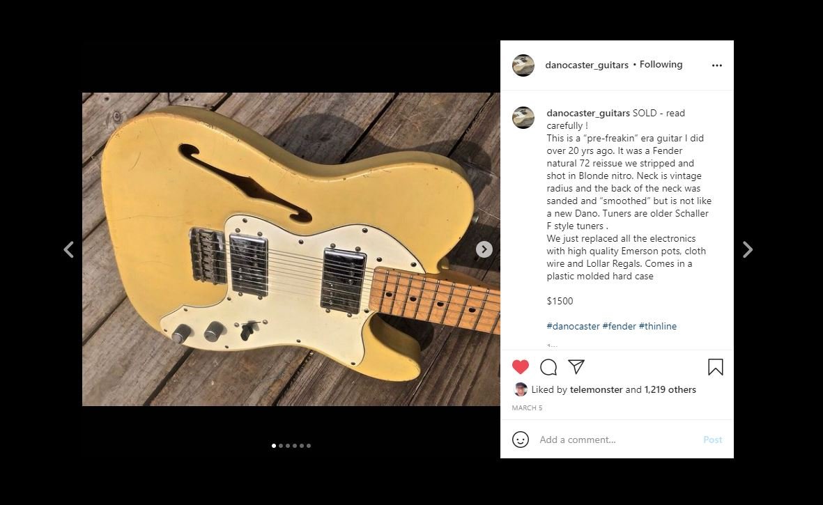 SOLD - Danocaster Pre Freakin" Era Fender 72 Thinline Circa 2001 - Mahar's Vintage Guitars