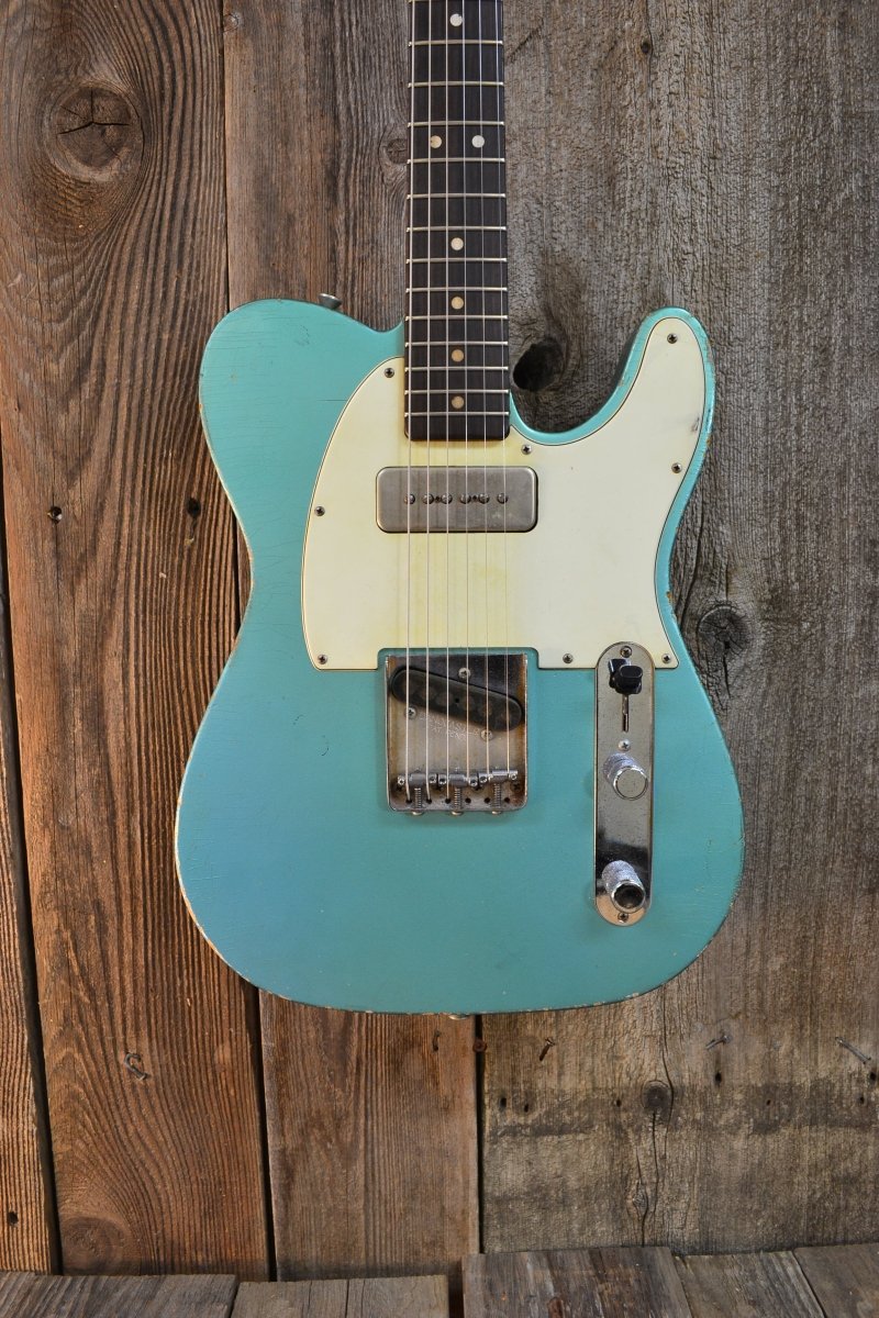 SOLD - Danocaster Singlecut Aquamarine 2020 with P - 90 6lb 8oz - Mahar's Vintage Guitars