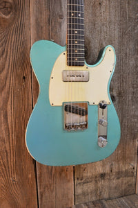SOLD - Danocaster Singlecut Aquamarine 2020 with P - 90 6lb 8oz - Mahar's Vintage Guitars