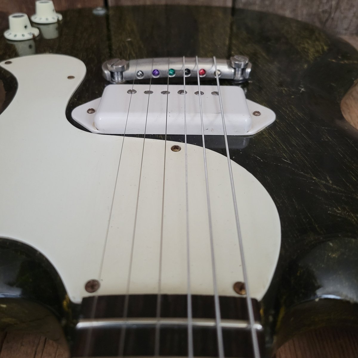 SOLD - Dwight Juke by Clive Brown SG Jr style Korina custom build - Mahar's Vintage Guitars
