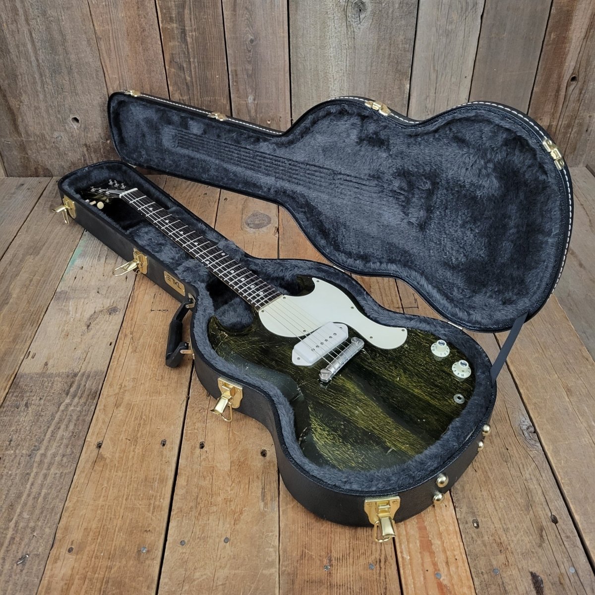 SOLD - Dwight Juke by Clive Brown SG Jr style Korina custom build - Mahar's Vintage Guitars