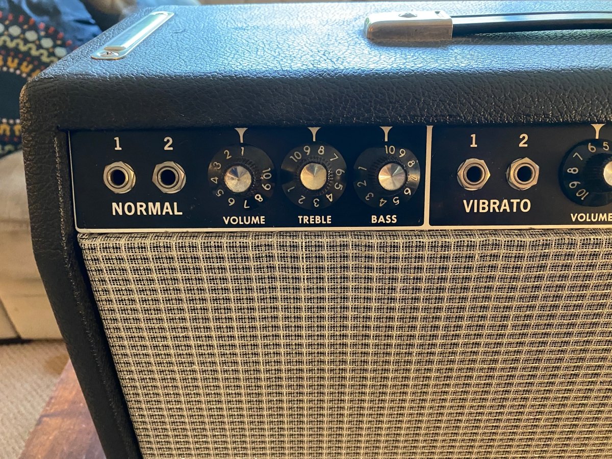 SOLD - Fender Deluxe Amp Pre CBS 1965 Blackface Orig Chassis, Repro Cab - Mahar's Vintage Guitars