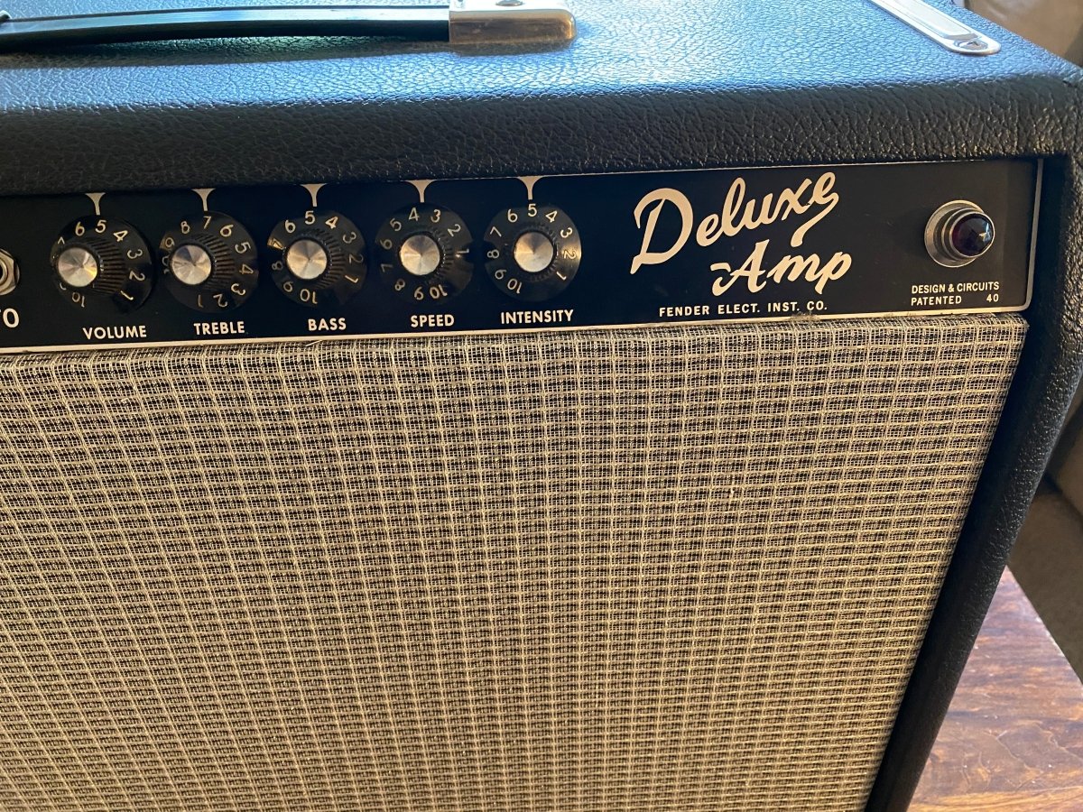 SOLD - Fender Deluxe Amp Pre CBS 1965 Blackface Orig Chassis, Repro Cab - Mahar's Vintage Guitars