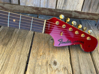 SOLD - Fender Jaguar 1964 Candy Apple Red with Gold Hardware! - Mahar's Vintage Guitars