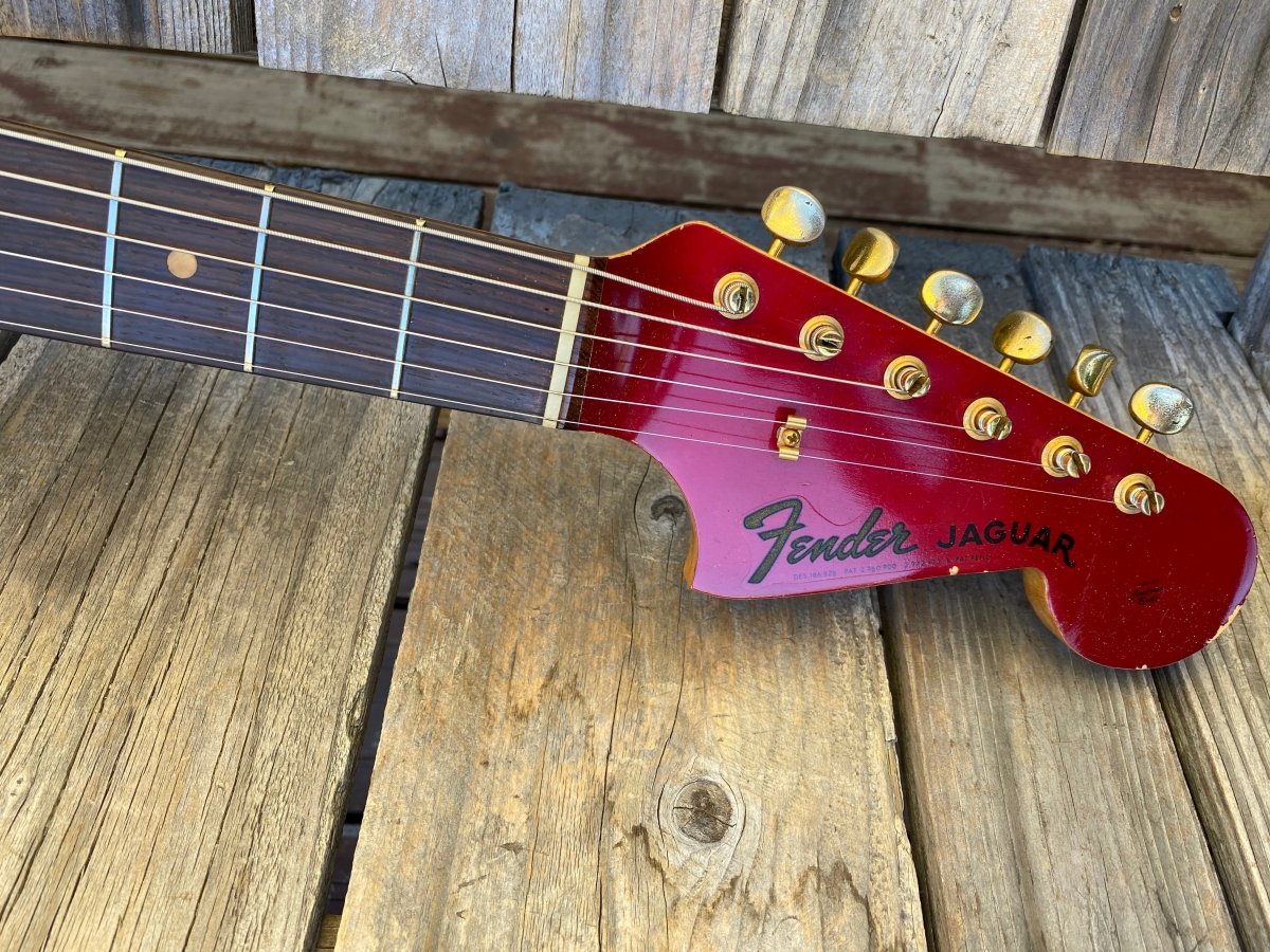 SOLD - Fender Jaguar 1964 Candy Apple Red with Gold Hardware! - Mahar's Vintage Guitars